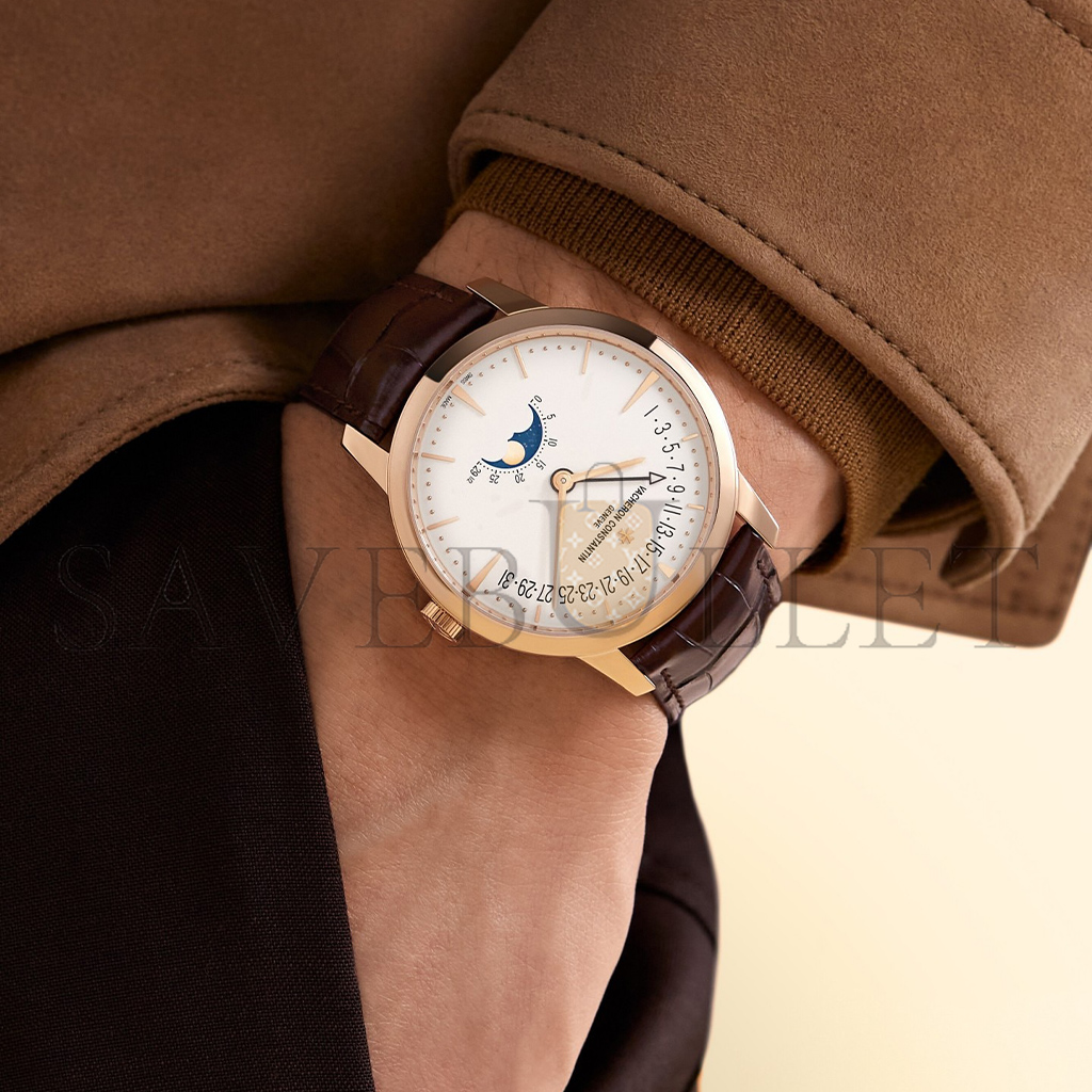 vacheron Co*sta*t*n patrimony moon phase retrograde date 42.5 mm pink gold watch 4010u/000r-b329